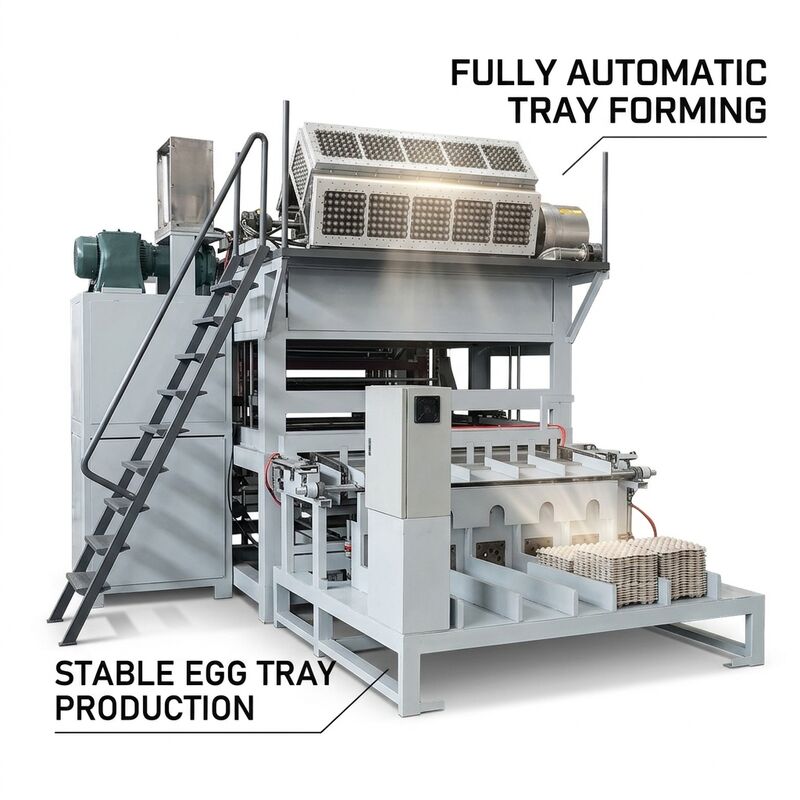 Egg Tray Making Machine with 10,000pcs/h Output, Automatic Stacking System and Recycled Paper Input for Efficient Paper Pulp Tray Production